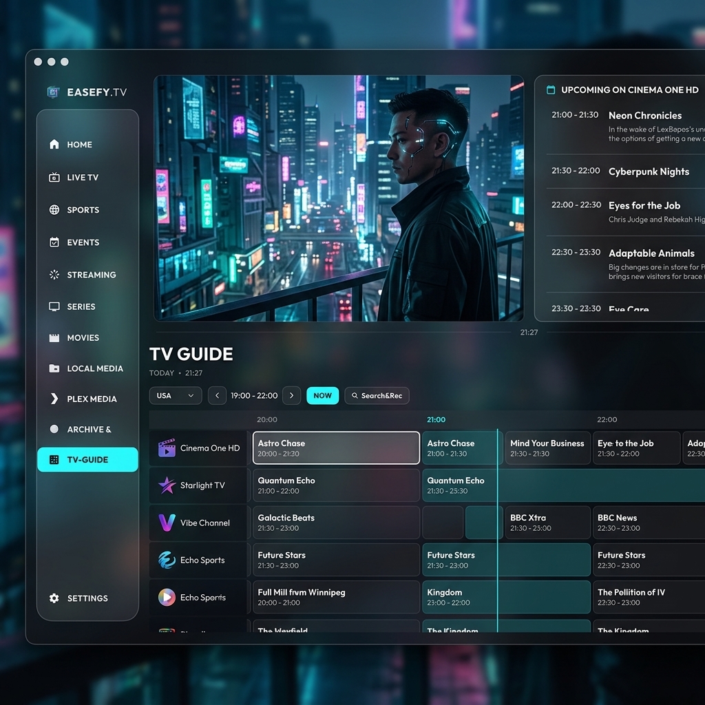 EaseFy Player EPG Mode Mockup